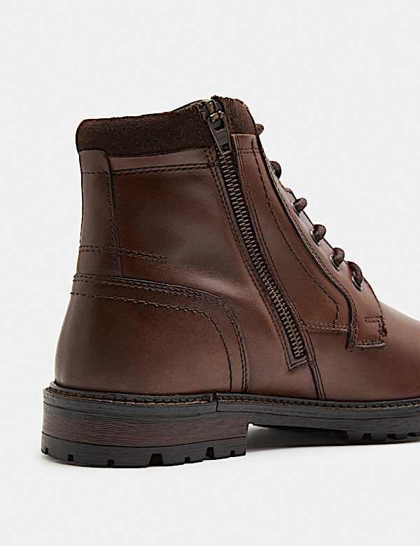 Leather Lace Up Shock Resistant Casual Boots - IL