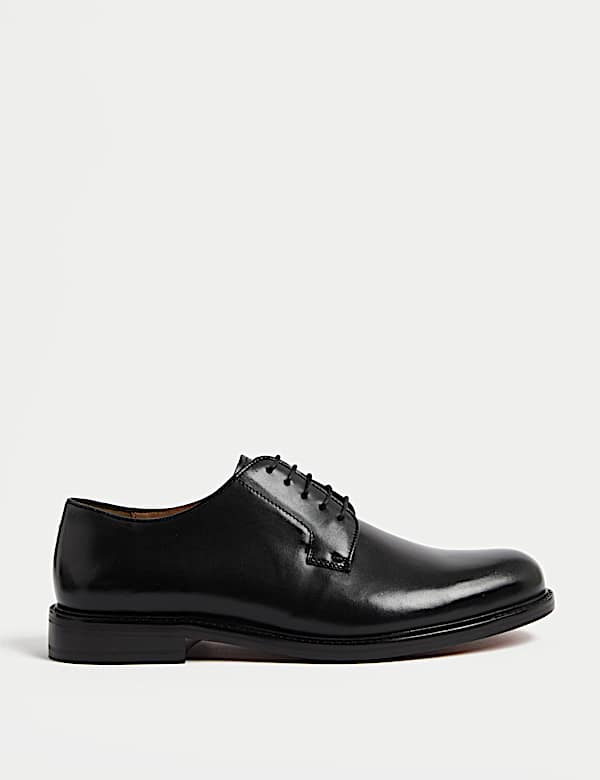 Wide Fit Leather Derby Shoes - DK