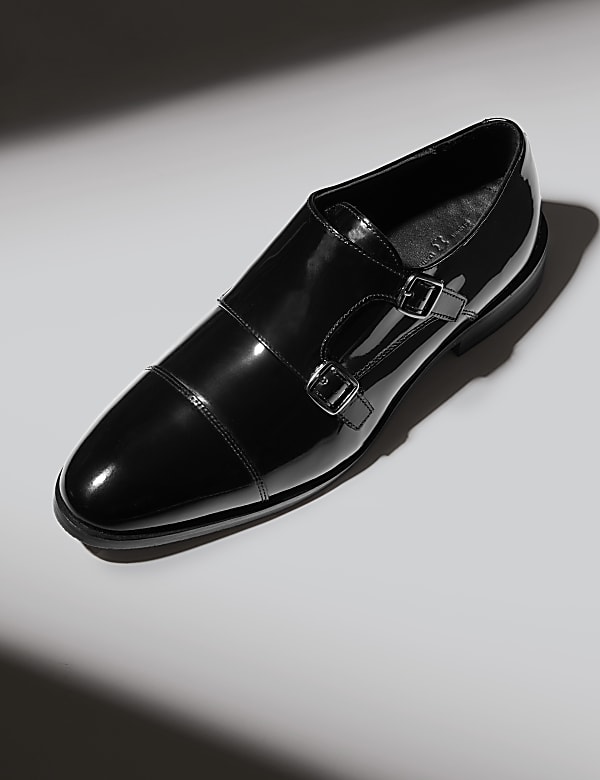 Double monk leather shoes shop
