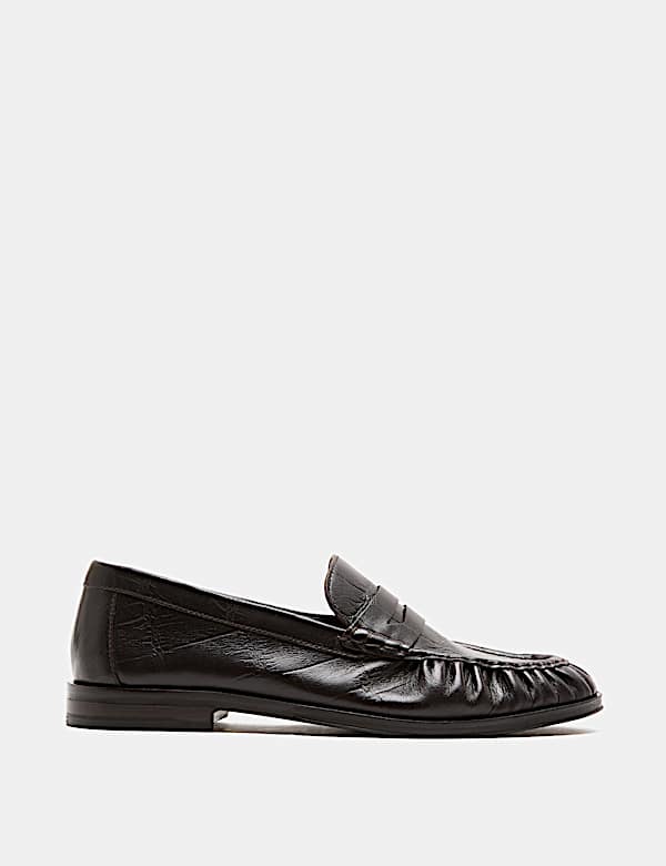 Loafer Tanpa Tali Bahan Kulit Lipatan Ketat - ID