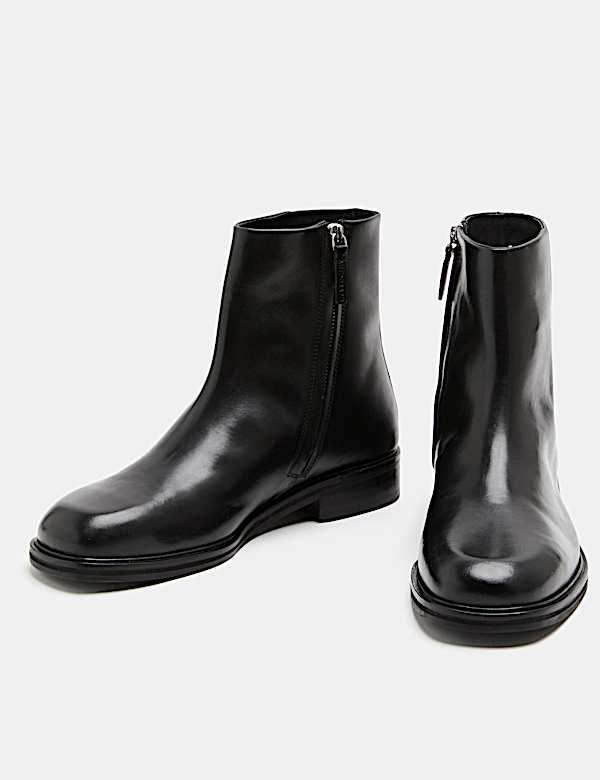 Leather Square Toe Boots - RS