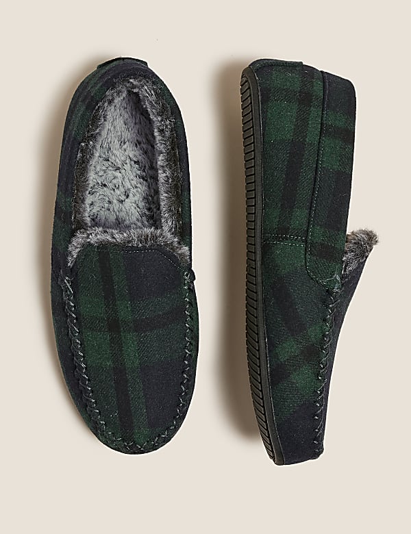 Checked Moccasin Slippers with Freshfeet™