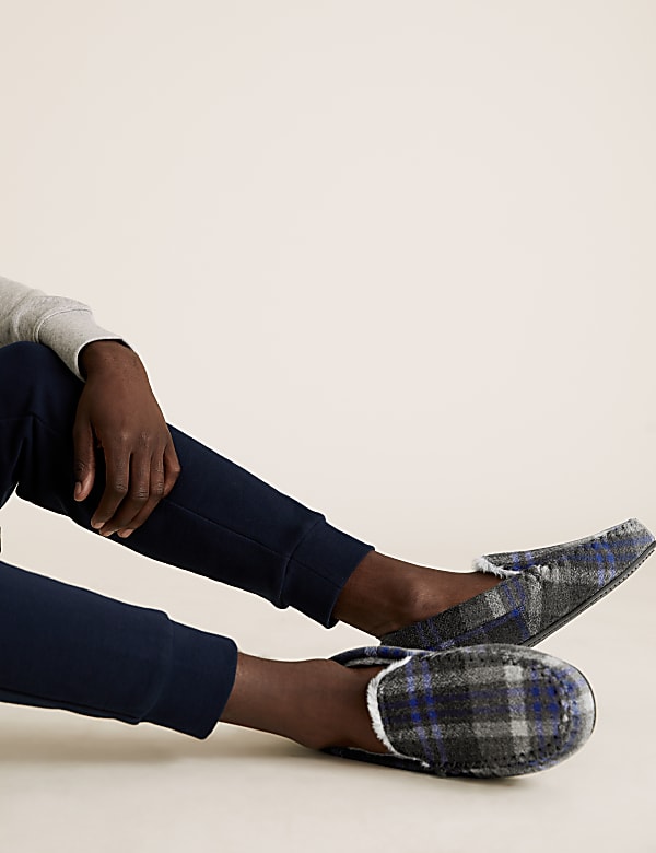 Buy Checked Moccasin Slippers with Freshfeet at Marks Spencer