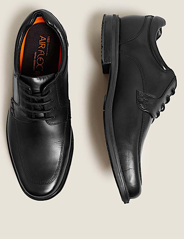 Wide Fit Leather Derby Shoes - NZ