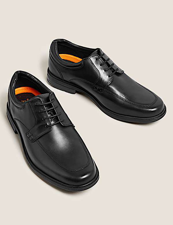 Wide Fit Leather Derby Shoes - NZ