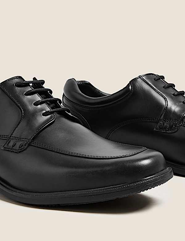 Wide Fit Leather Derby Shoes - NZ