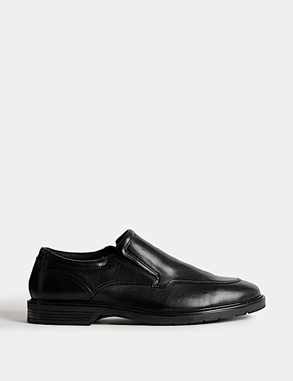 Wide Fit Leather Slip-On Shoes - NO