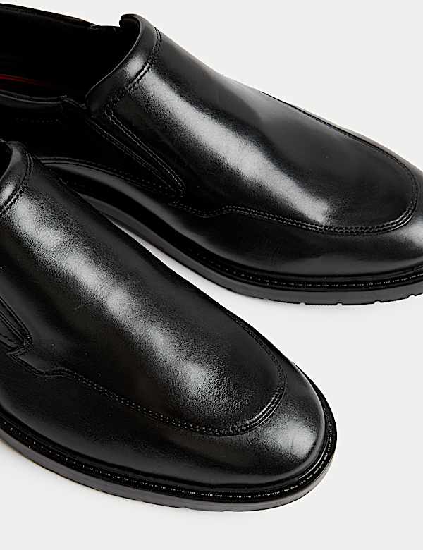 Wide Fit Leather Slip-On Shoes - NO