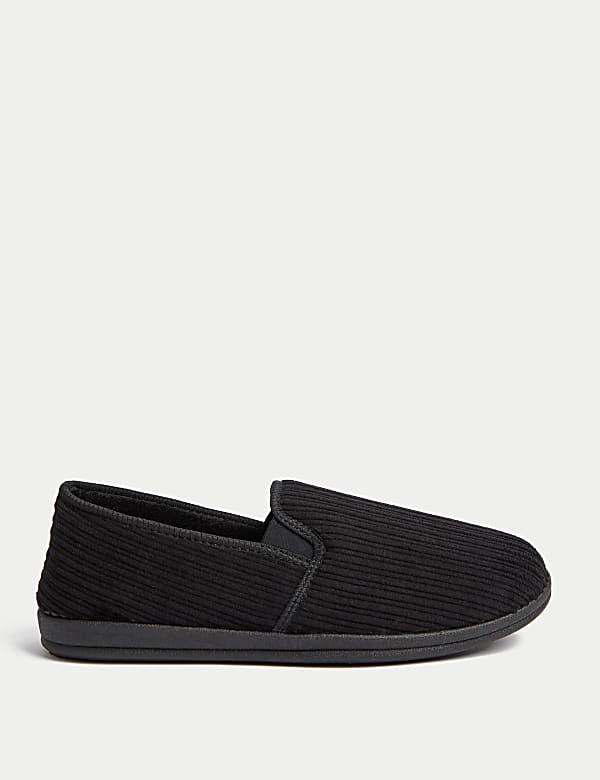 Black corduroy slippers online