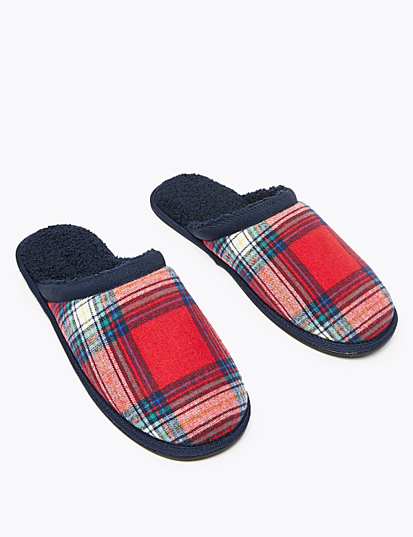Checked Mule Slippers
