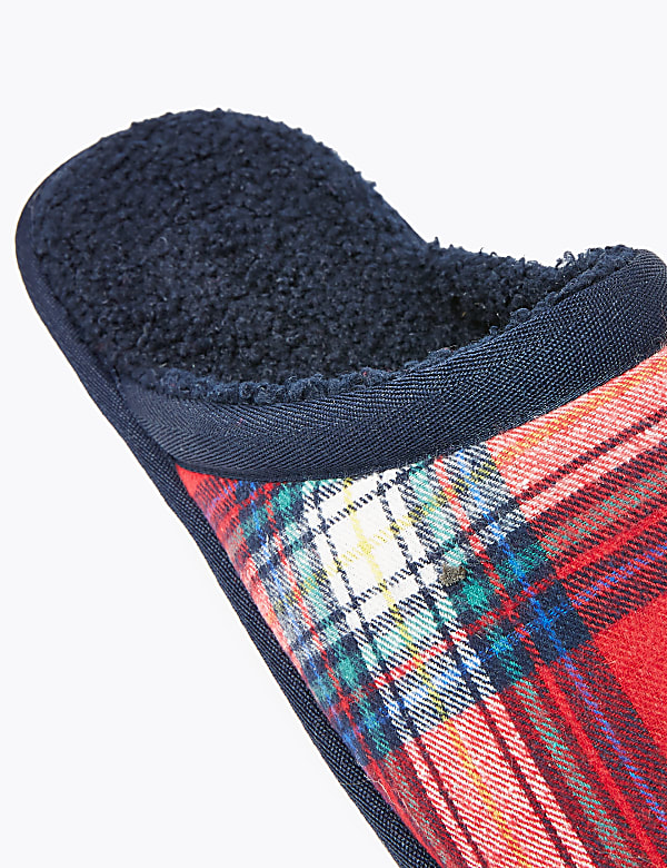 Checked Mule Slippers