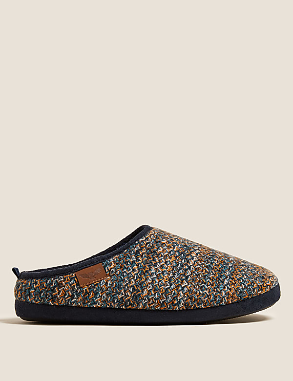 Fur Lined Knitted Mule Slippers