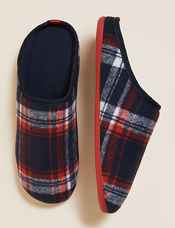 Checked Mule Slippers with Freshfeet&trade;