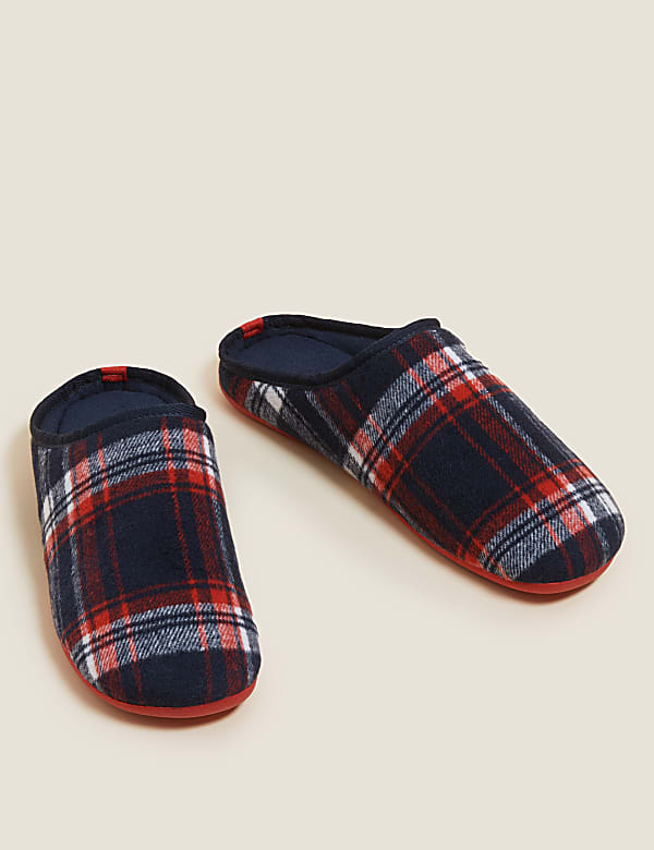 Checked Mule Slippers with Freshfeet&trade;