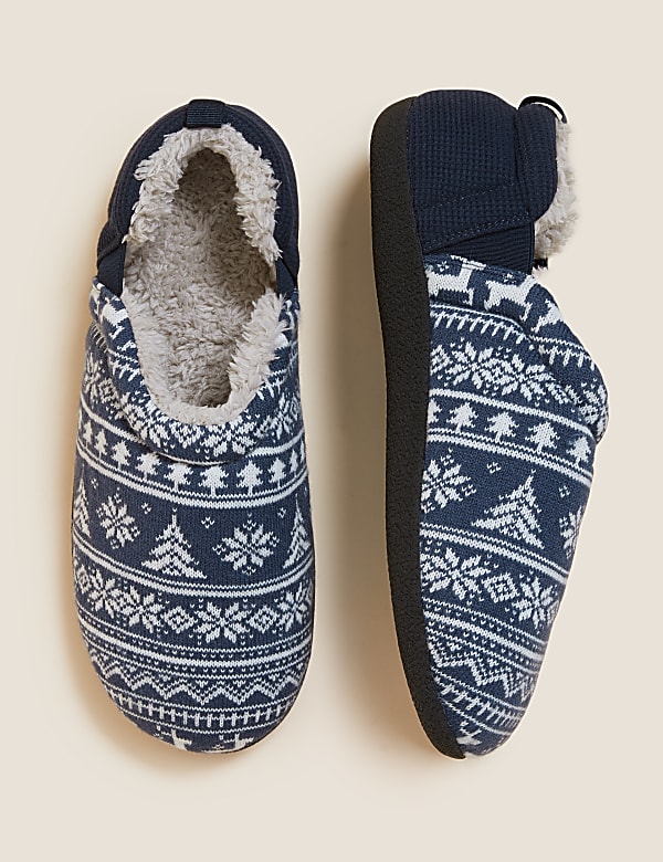 Fair Isle Pattern Slippers with Freshfeet™