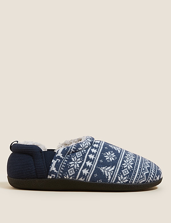 Fair Isle Pattern Slippers with Freshfeet™