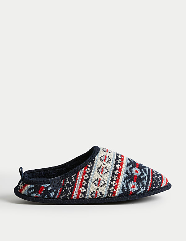 Fair Isle Mule Slippers with Freshfeet™ - KG