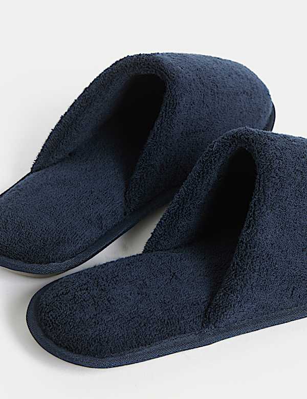 Towelling Mule Slippers with Freshfeet™ - AT