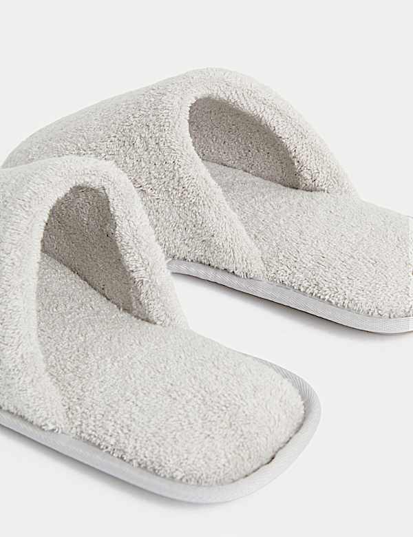 Towelling Mule Slippers with Freshfeet&trade; - LU