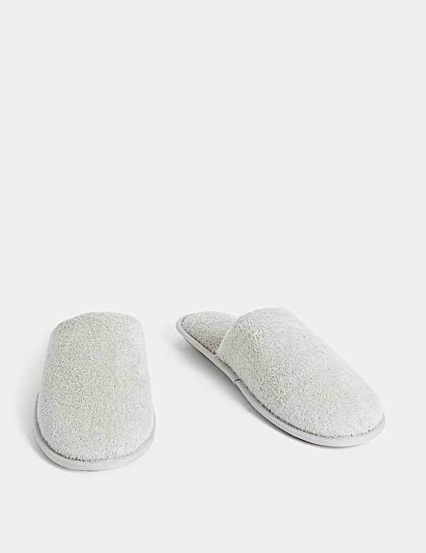 Towelling Mule Slippers with Freshfeet&trade; - LU