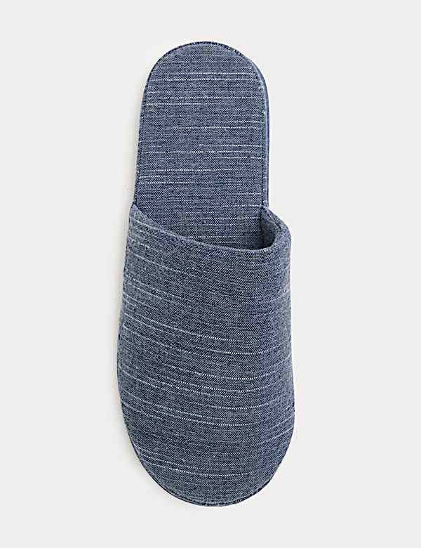 Linen Striped Mule Slippers - JE