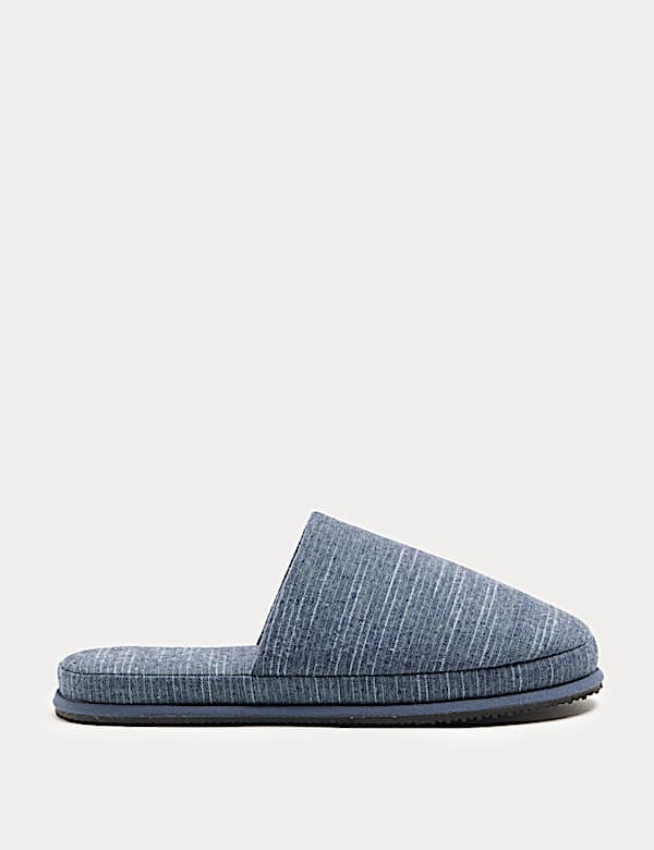 Linen Striped Mule Slippers - JE