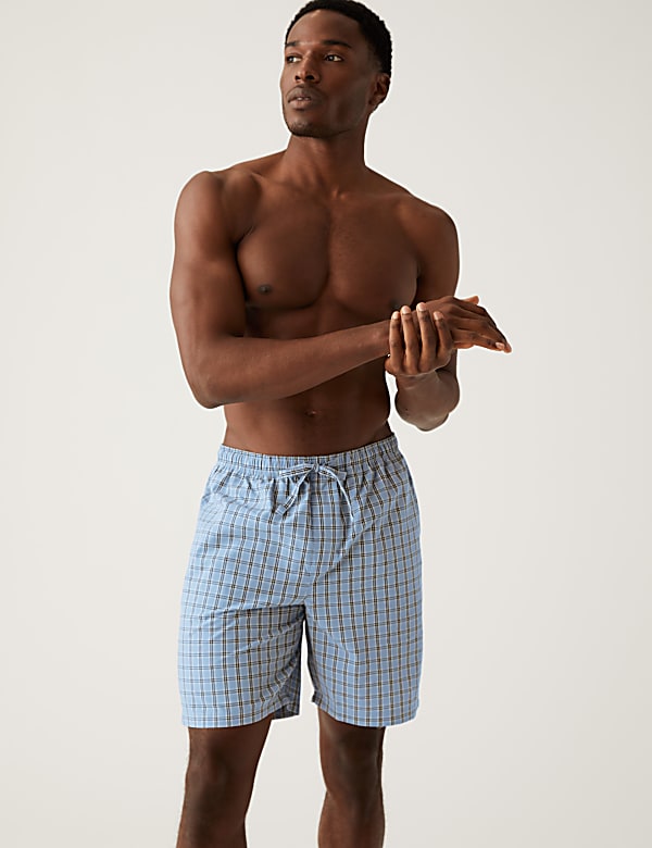 2pk Pure Cotton Checked Pyjama Shorts