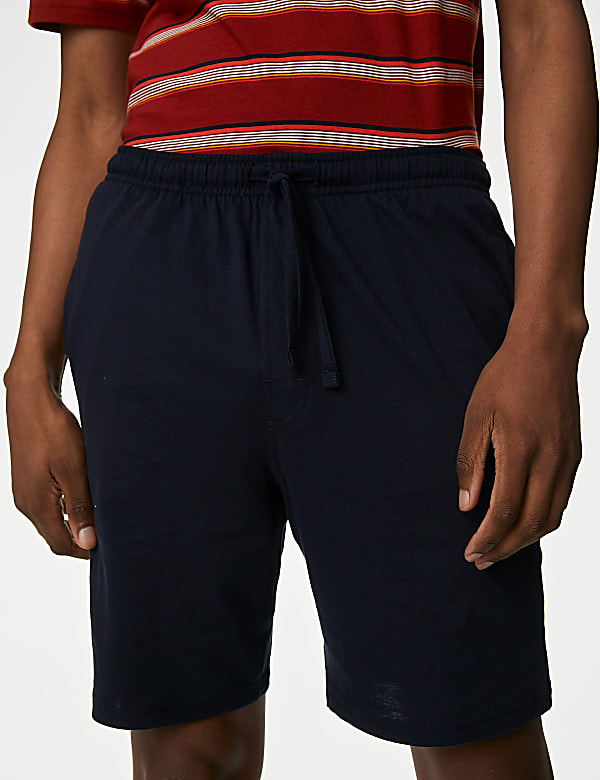 Set of 2 Pure Cotton Striped T-Shirt with Drawstring Shorts