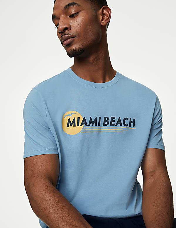 Pure Cotton Miami Beach Graphic Pyjama Set