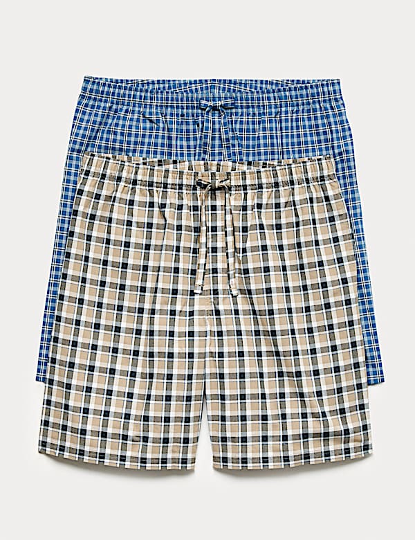 2 Pack Pure Cotton Checked Pyjama Shorts