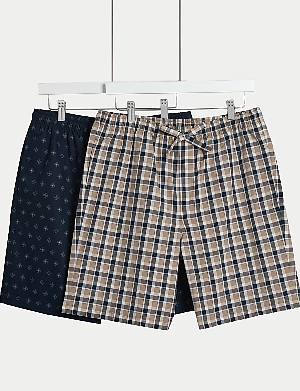 Set van 2 zuiver katoenen pyjamabroeken met print - NL