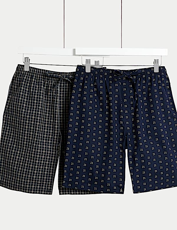 Lot de 2 shorts de pyjamas 100 % coton avec imprimé - BE