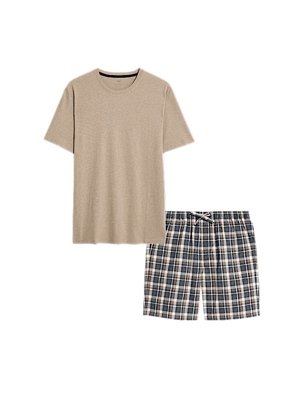 Pure Cotton Neutral Checked Pyjama Set