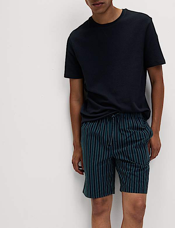 Ensemble pyjama 100 % coton gaufré à rayures - BE