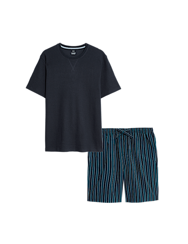 Pure Cotton Waffle Striped Pyjama Set