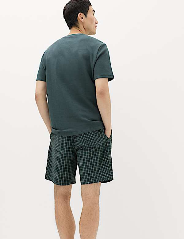 Cotton Rich Waffle Checked Pyjama Set - US