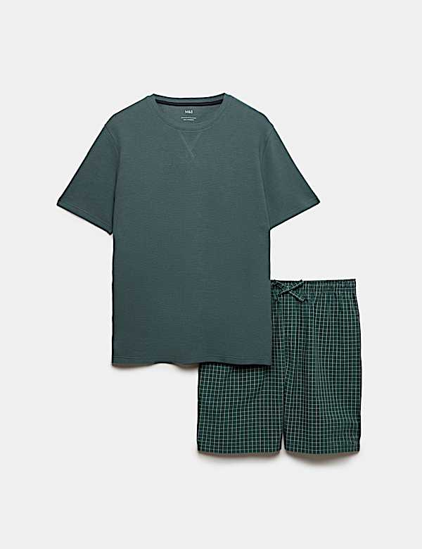 Cotton Rich Waffle Checked Pyjama Set - US