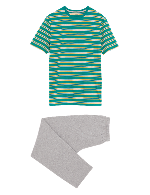 Stripe Cropped Cotton Pyjama Set main image 0
