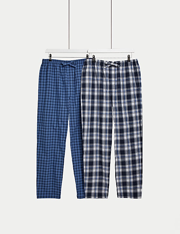 2pk Pure Cotton Checked Pyjama Bottoms - QA