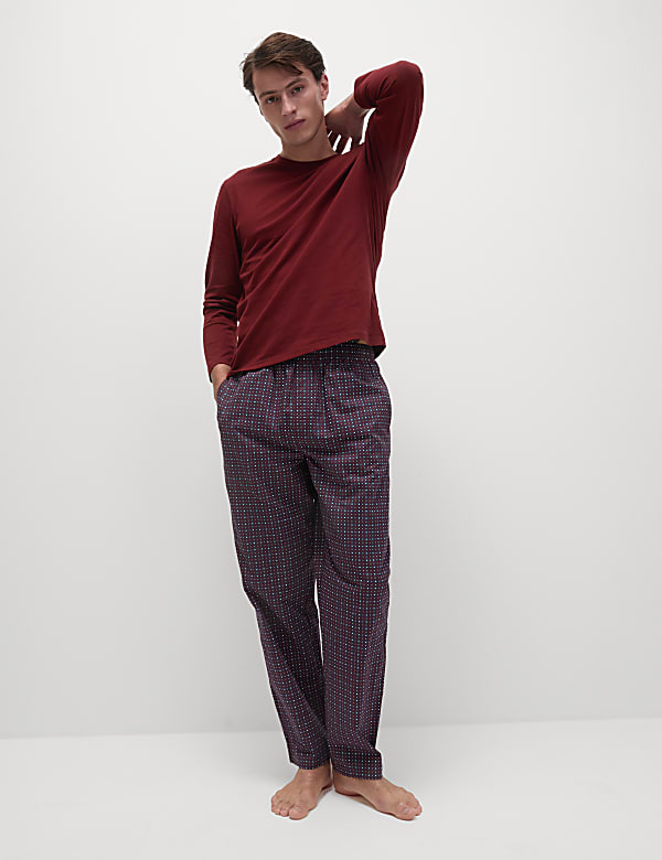 Pure Cotton Geometric Print Pyjama Set BURGUNDY MIX Pyjamas M S IL