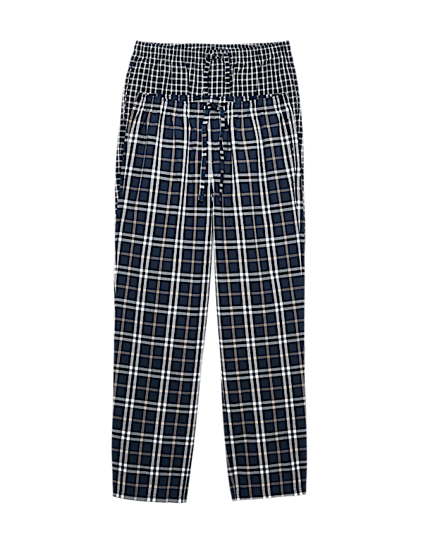 2pk Pure Cotton Checked Pyjama Bottoms