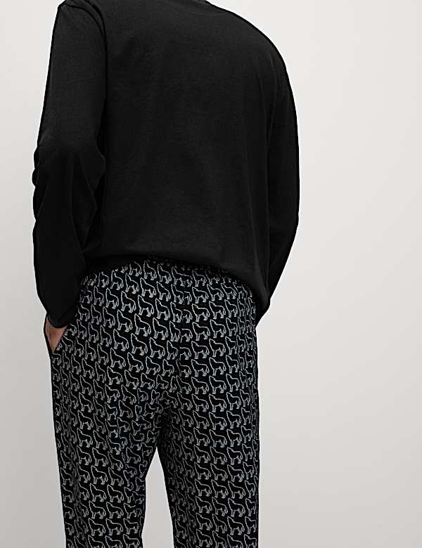 סט פיג'מה מכותנה טהורה עם הדפס זאב - IL