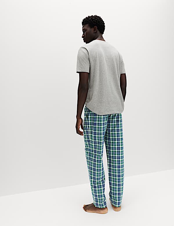 Pure Cotton Henley Checked Pyjama Set - BN