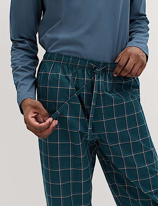 Pure Cotton Henley Checked Pyjama Set - CZ