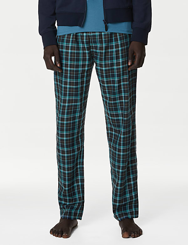 Cotton Blend Checked Pyjama Bottoms - GR