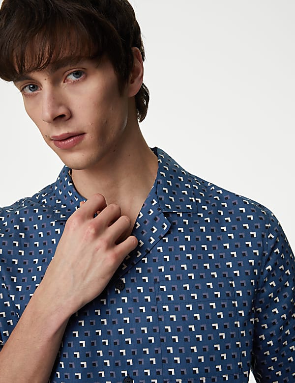 Cotton Rich Geometric Print Pyjama Top
