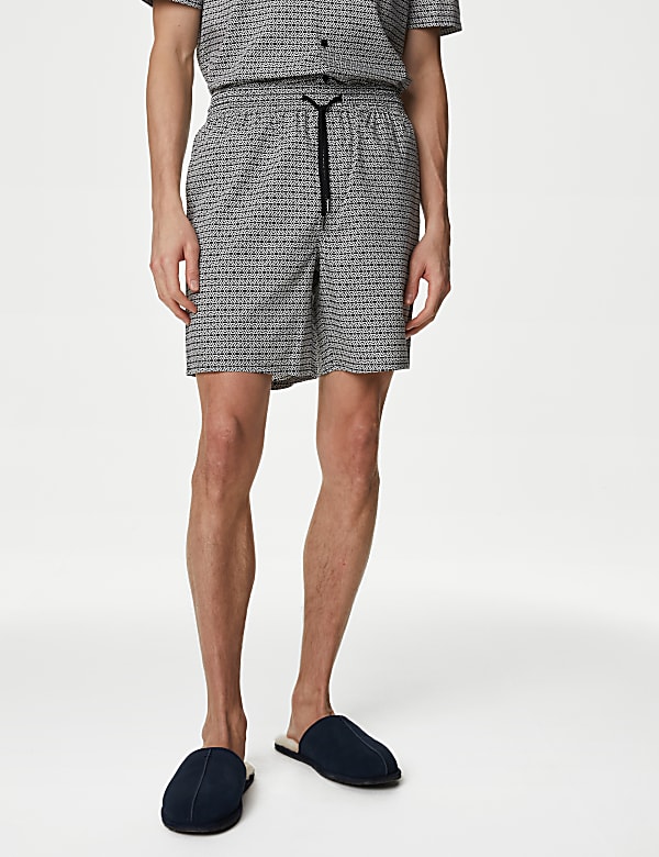 Cotton Rich Printed Pyjama Shorts