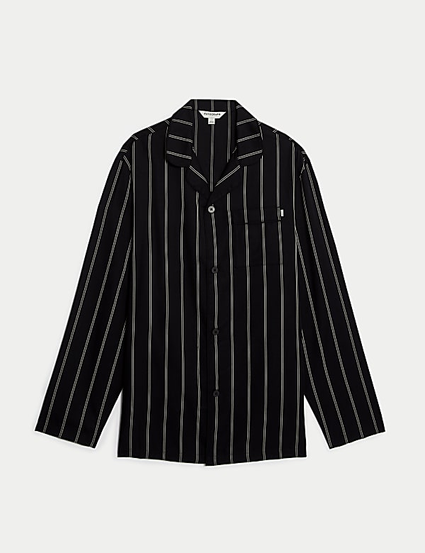 Lyocell Striped Pyjama Top BLACK WHITE Pyjamas M S JP