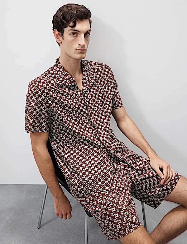 Cotton Rich Geometric Print Pyjama Top - BG