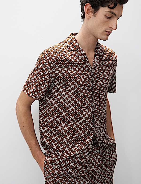 Cotton Rich Geometric Print Pyjama Top